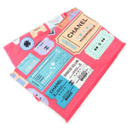 Chanel Cotton Silk Ticket CC Logo All Over Pattern Shawl Pink Scarf