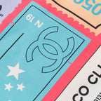 Chanel Cotton Silk Ticket CC Logo All Over Pattern Shawl Pink Scarf — view 3