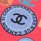Chanel Cotton Silk Ticket CC Logo All Over Pattern Shawl Pink Scarf — view 4