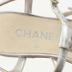 Chanel Heart Pearl Strap Sandals Silver — view 7