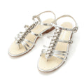 Chanel Heart Pearl Strap Sandals Silver