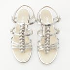Chanel Heart Pearl Strap Sandals Silver — view 2