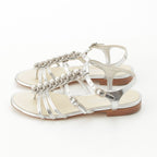Chanel Heart Pearl Strap Sandals Silver — view 3