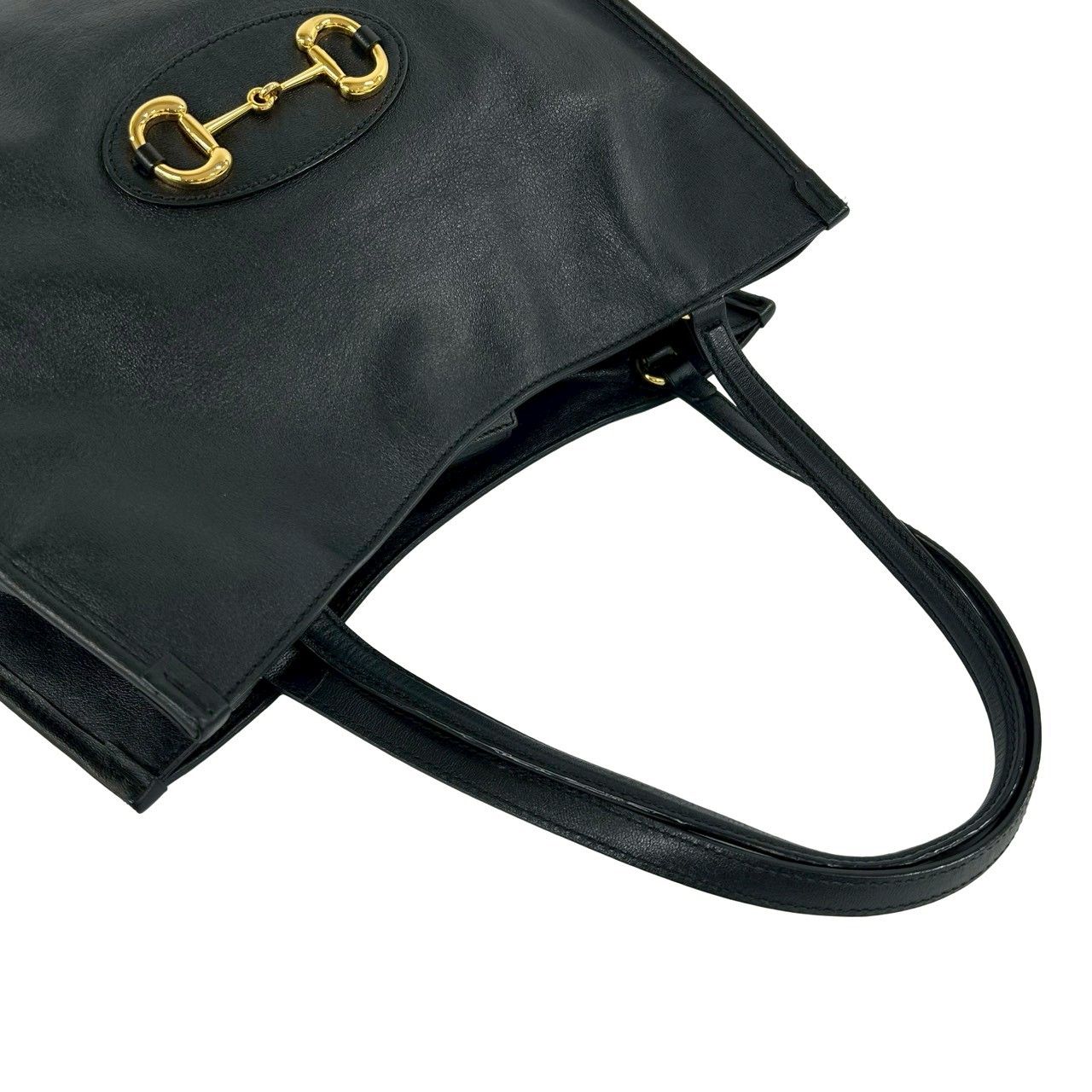 Gucci Horsebit Leather Tote Business Boston Bag Black — view 4