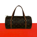 Louis Vuitton Vintage Papillon 26 Monogram Leather Mini Boston Bag Brown