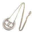 Chanel Necklace CC Logo Gold Metal Rhinestone