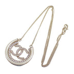 Chanel Necklace CC Logo Gold Metal Rhinestone