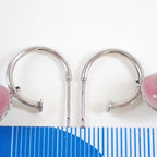 Chanel Earrings CC Logo Pink Blue Silver Metal Hoop — view 3