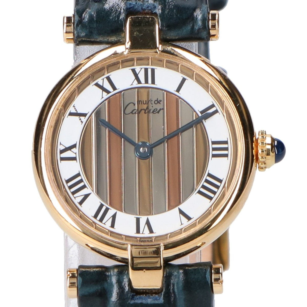 Cartier Polished 925 Must Vendeme Vermeil SM Center Trinity White Dial Quartz