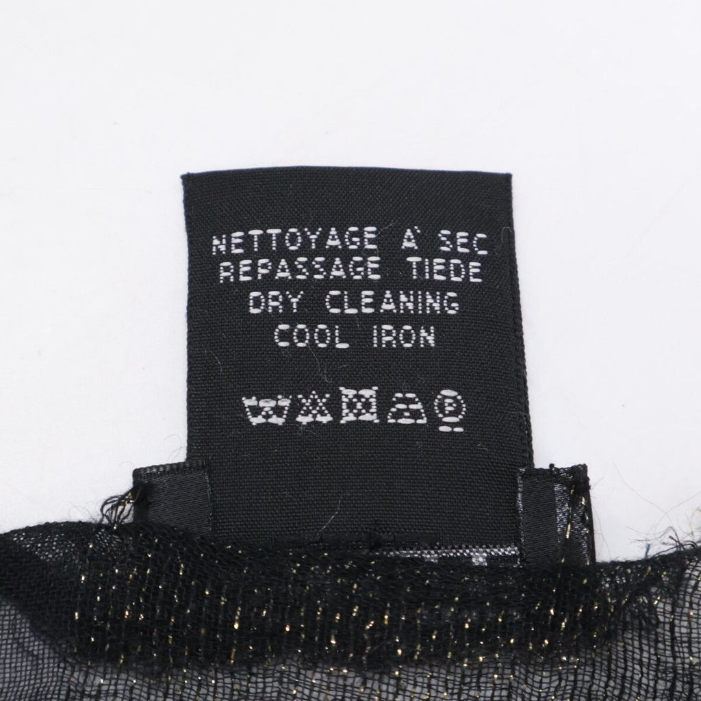 Chanel CC Logo Gold Glitter Embroidery Cashmere Blend Scarf — view 3