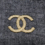 Chanel CC Logo Gold Glitter Embroidery Cashmere Blend Scarf — view 6
