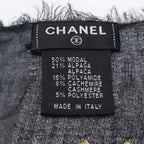 Chanel CC Logo Gold Glitter Embroidery Cashmere Blend Scarf — view 2