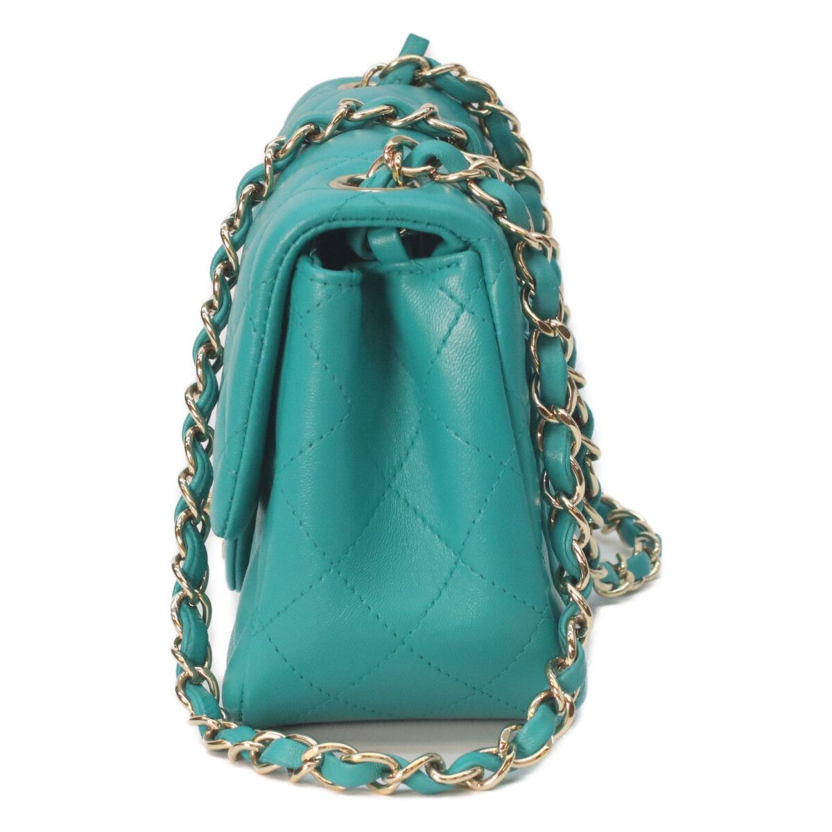 Chanel Emerald Green Lamb Gold Mini Quilted 17 Shoulder — view 2