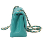 Chanel Emerald Green Lamb Gold Mini Quilted 17 Shoulder — view 4