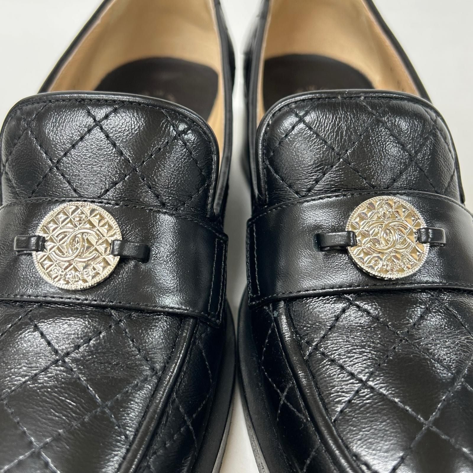 Chanel CC Logo Quilted Loafers — view 8