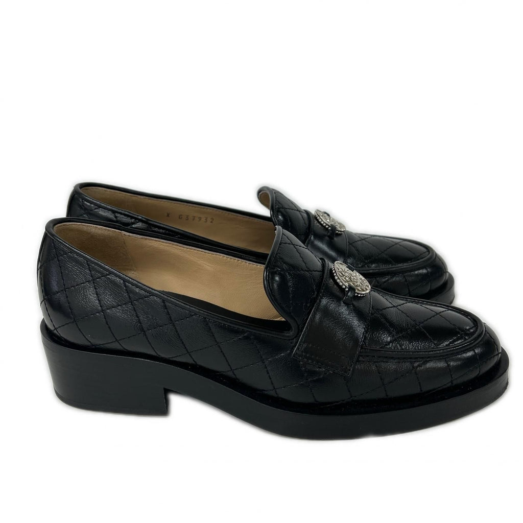 Chanel CC Logo Quilted Loafers — view 4
