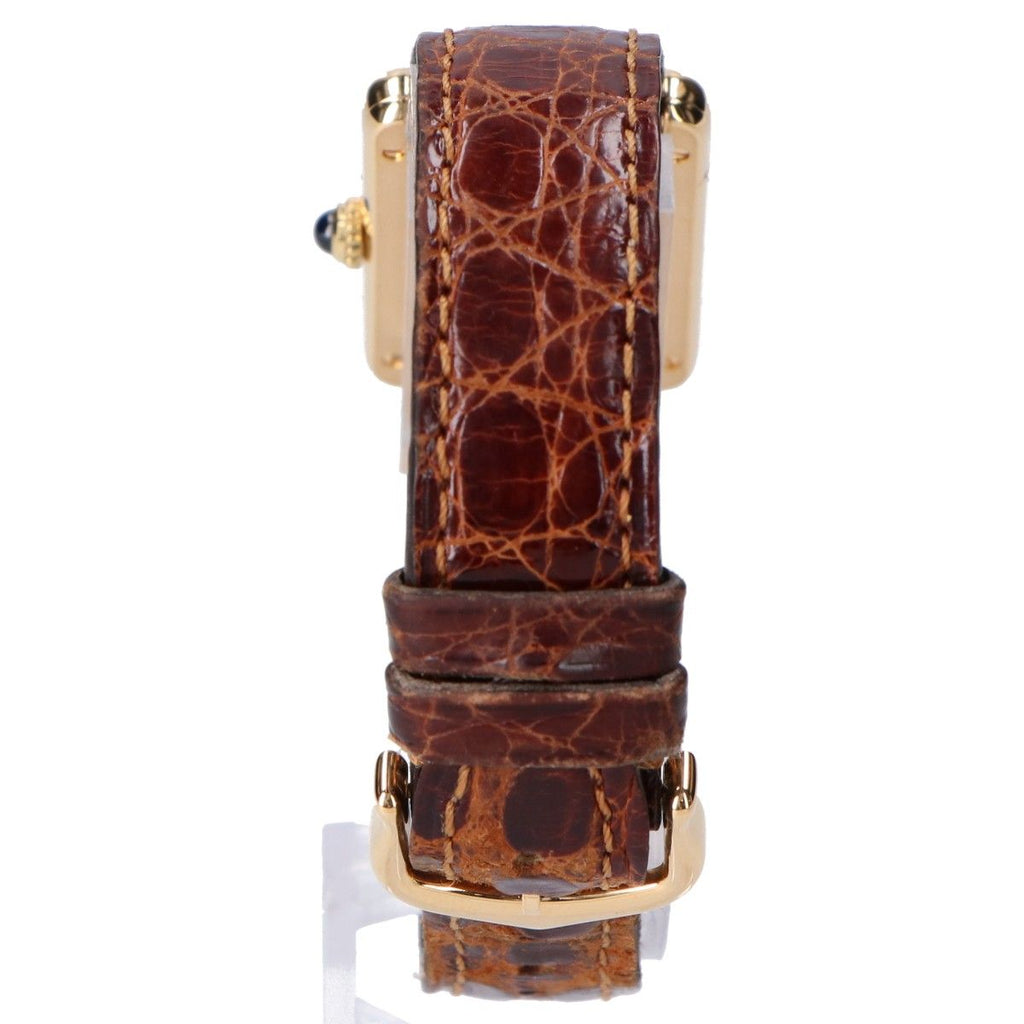 Cartier Polished 925 Must Tank Vermeil SM Ivory Dial Roman Quartz Leather — view 5