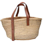 Loewe Natural Tan Palm Leaf Calf Embossed Anagram Raffia Basket — view 3