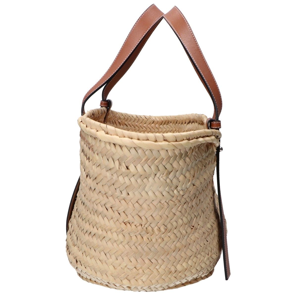 Loewe Natural Tan Palm Leaf Calf Embossed Anagram Raffia Basket — view 2