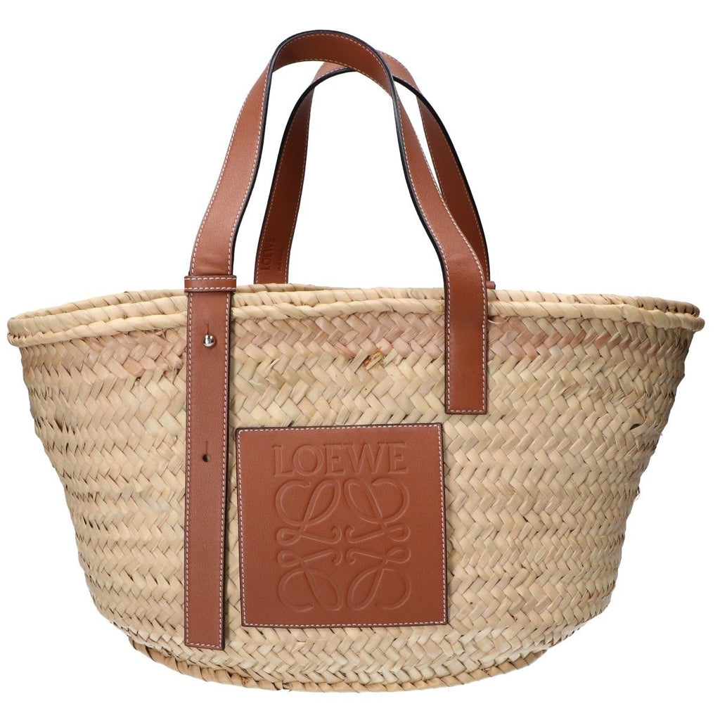 Loewe Natural Tan Palm Leaf Calf Embossed Anagram Raffia Basket