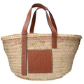 Loewe Natural Tan Palm Leaf Calf Embossed Anagram Raffia Basket