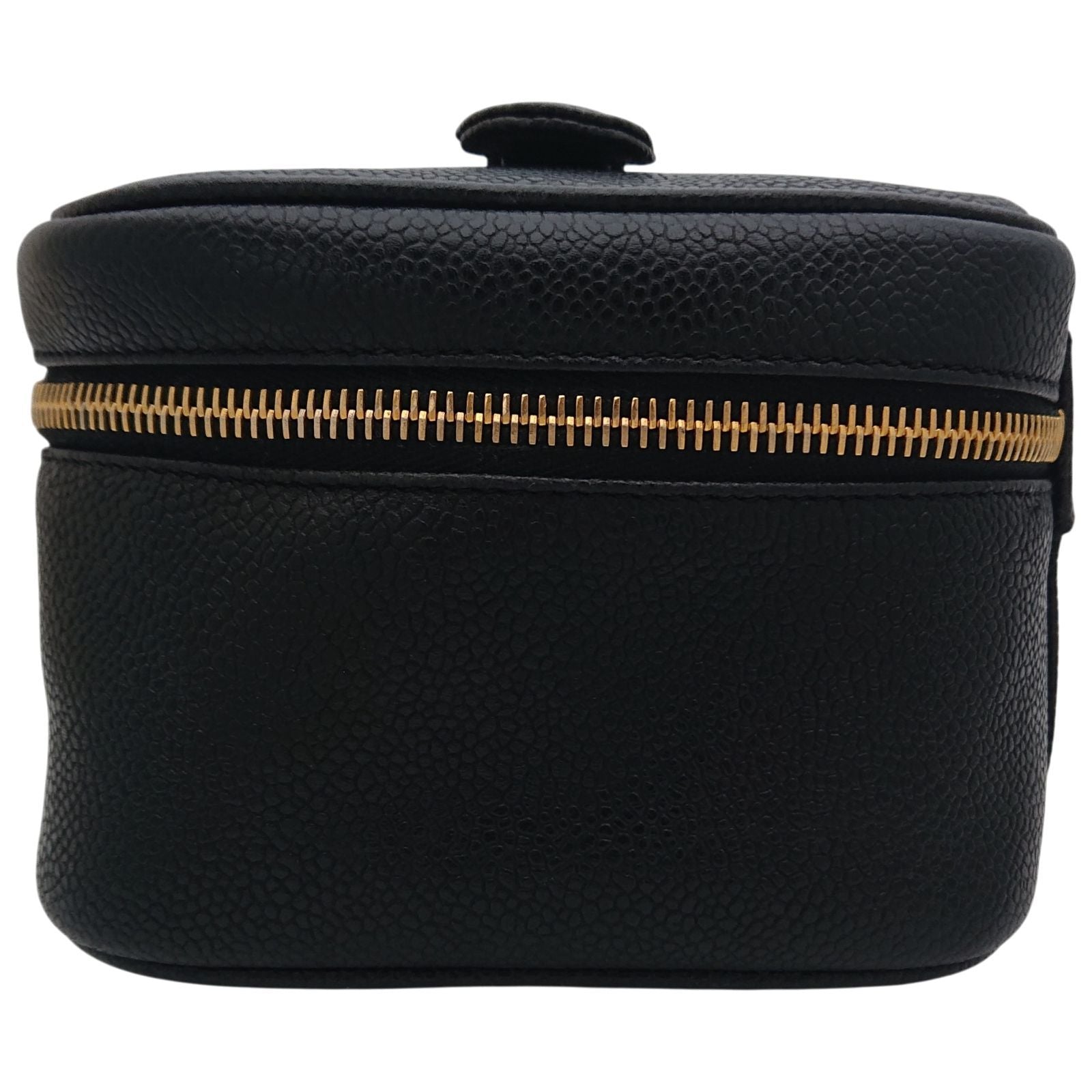 Chanel Vanity Bag Caviar Leather CC Logo Black Gold — view 4
