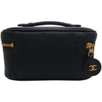 Chanel Vanity Bag Caviar Leather CC Logo Black Gold — view 5