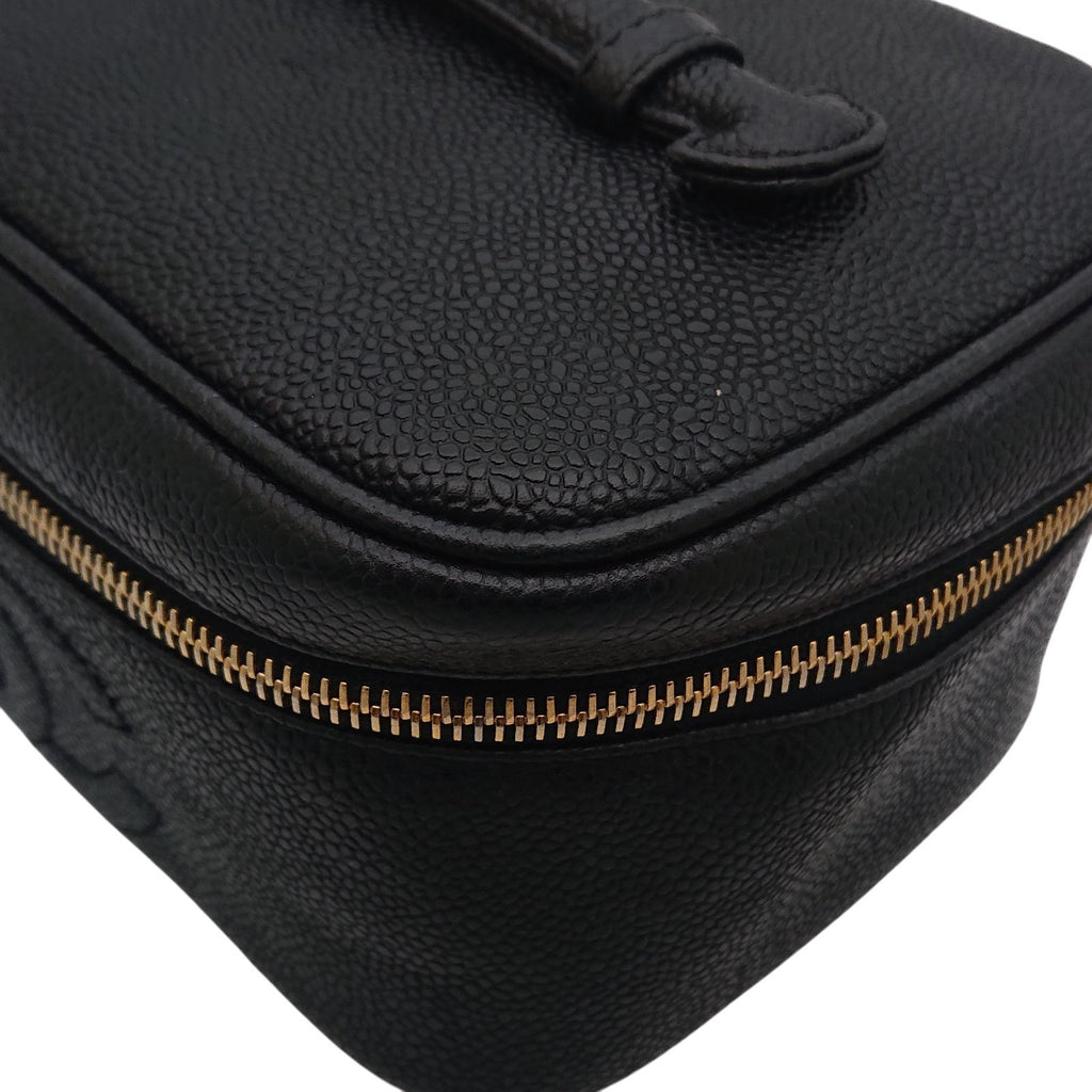 Chanel Vanity Bag Caviar Leather CC Logo Black Gold — view 9
