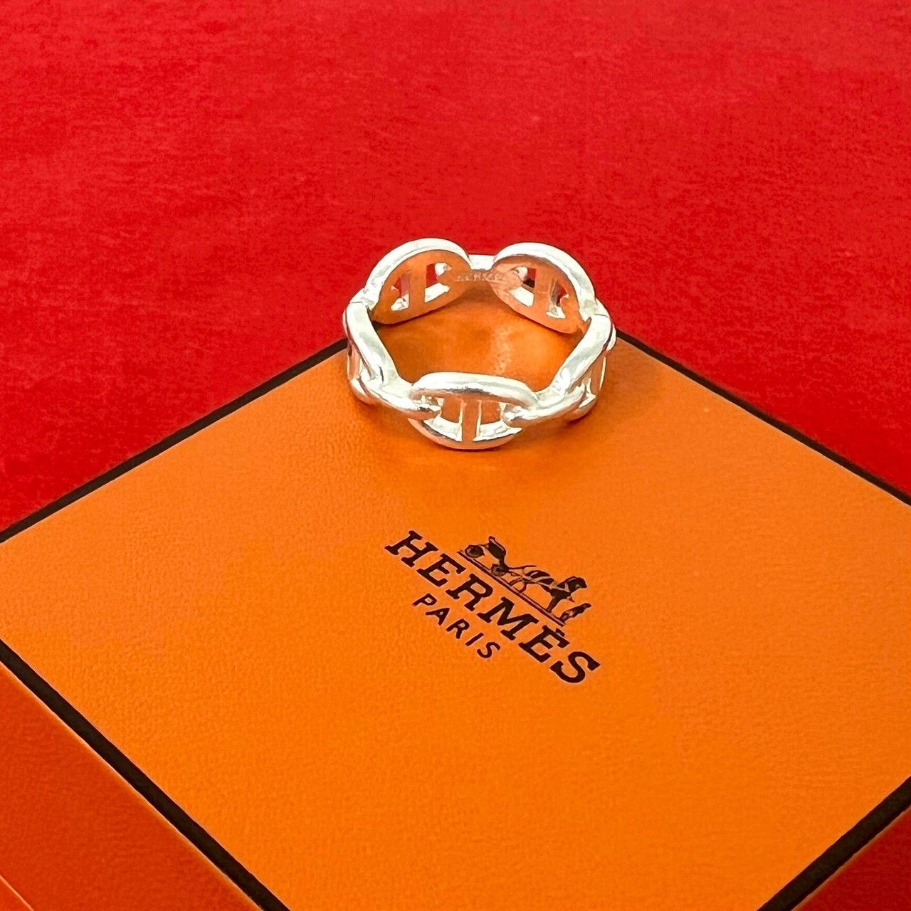 Hermes Chaine D'ancre Ring 925 Sterling Silver