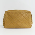 Chanel Chain Shoulder Bag Quilted Caviar Leather Beige Gold — view 2
