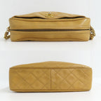 Chanel Chain Shoulder Bag Quilted Caviar Leather Beige Gold — view 3