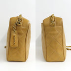 Chanel Chain Shoulder Bag Quilted Caviar Leather Beige Gold — view 4