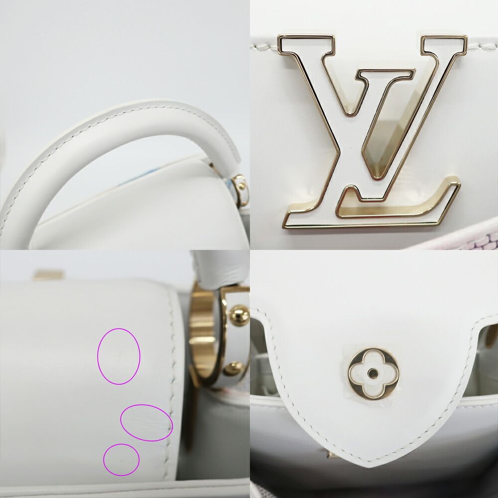 Louis Vuitton Ten Arty Capucines Raisal 2-Way Shoulder Bag White Gold Leather — view 8