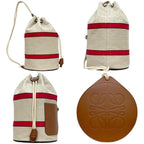 Loewe Drawstring Shoulder Bag Sella Natural White Brown Paula's Ibiza Anagram — view 2