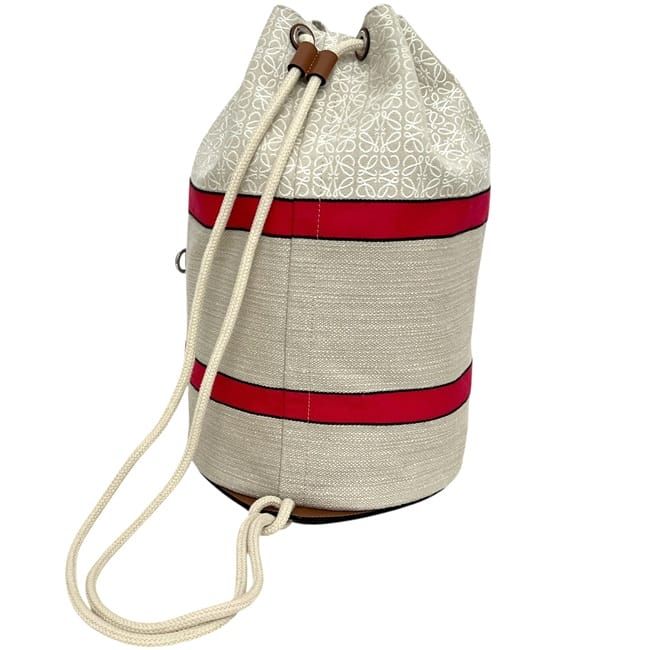 Loewe Drawstring Shoulder Bag Sella Natural White Brown Paula's Ibiza Anagram — view 3