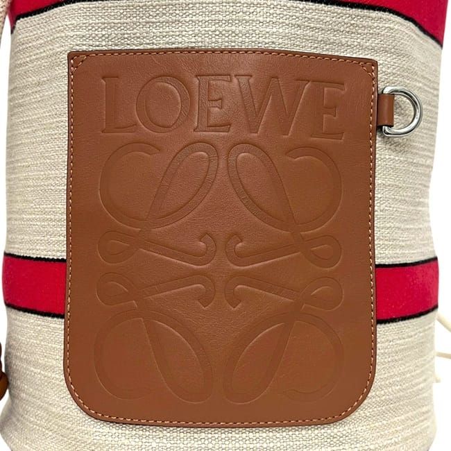 Loewe Drawstring Shoulder Bag Sella Natural White Brown Paula's Ibiza Anagram — view 7