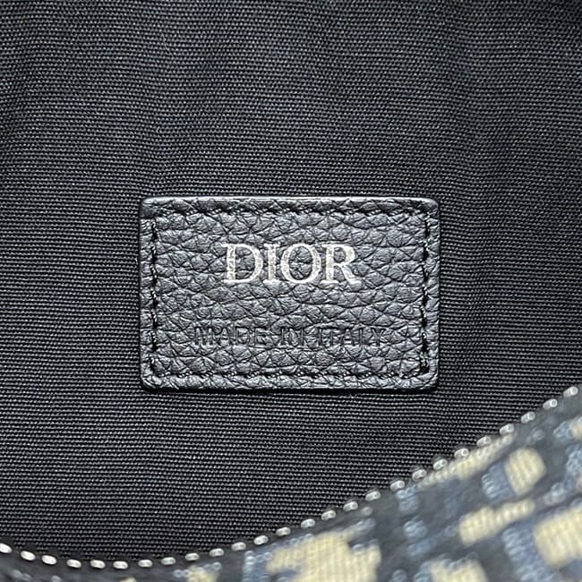 Dior Shoulder Bag Saddle Lola Navy Blue Canvas Leather — view 4