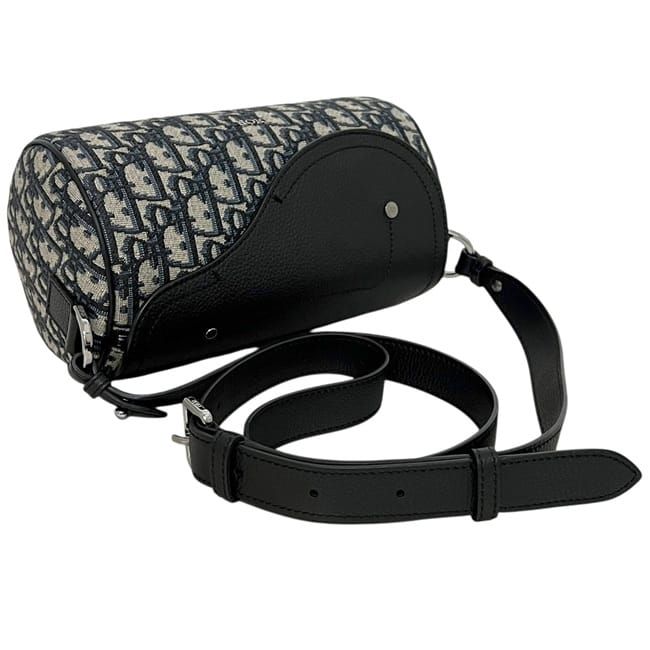 Dior Shoulder Bag Saddle Lola Navy Blue Canvas Leather — view 7