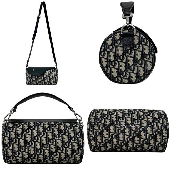 Dior Shoulder Bag Saddle Lola Navy Blue Canvas Leather — view 2