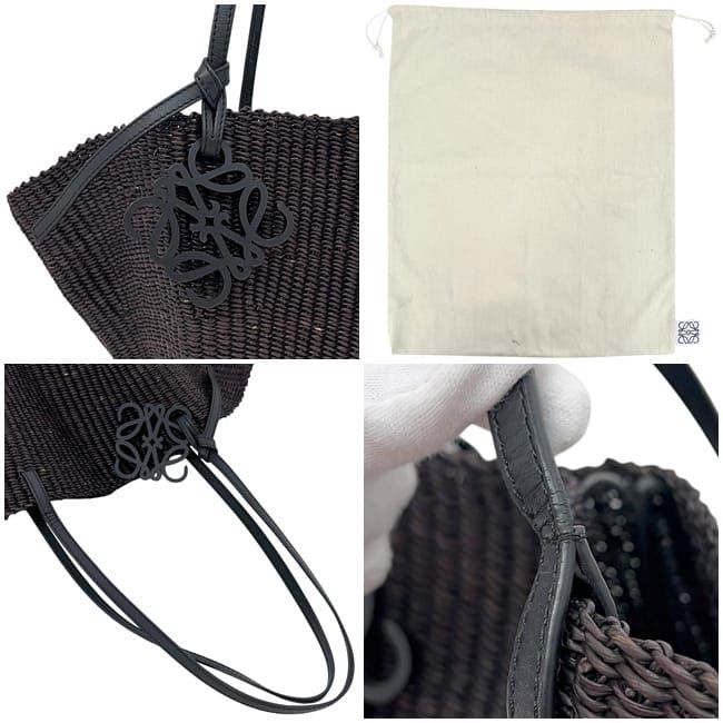 Loewe Basket Bag Shell Bag Black Anagram Raffia Elephant Glass — view 3