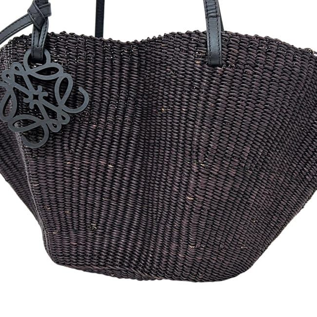 Loewe Basket Bag Shell Bag Black Anagram Raffia Elephant Glass — view 6