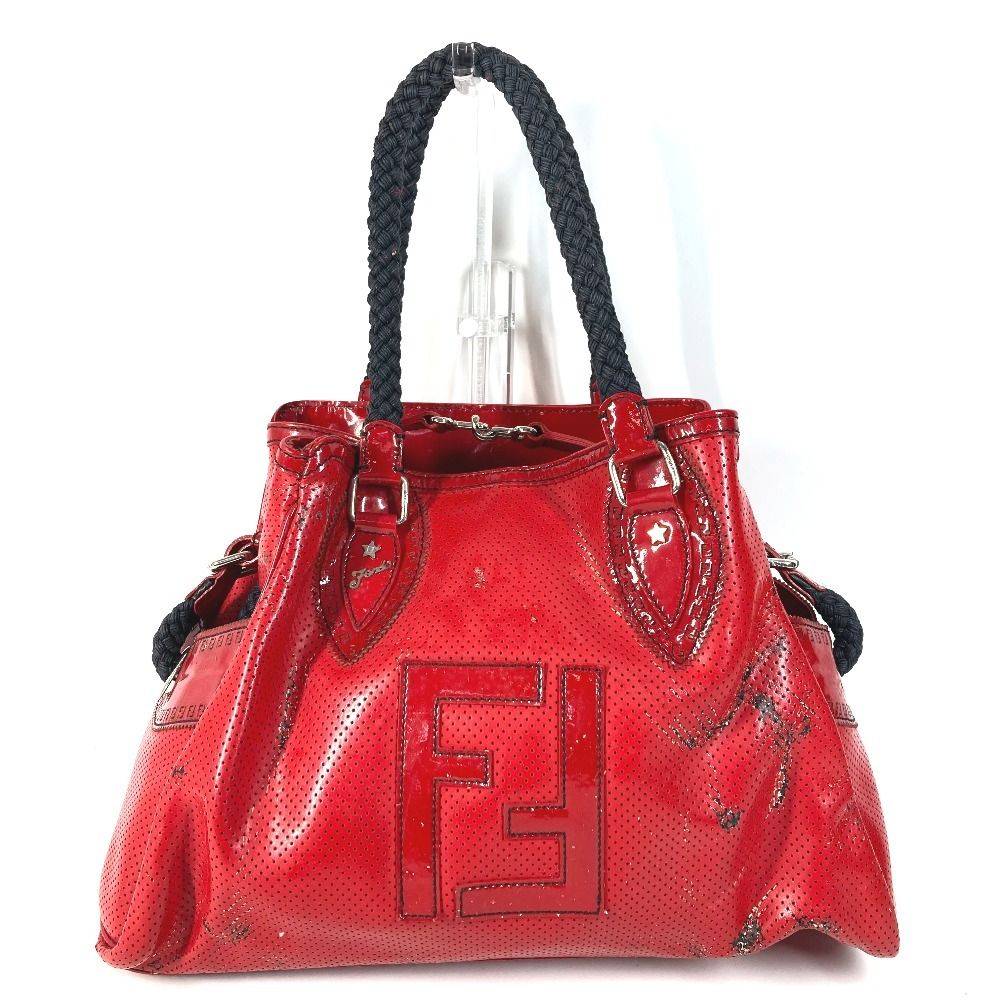 Fendi Shoulder Bag FF Logo Etnico Perforated Enamel