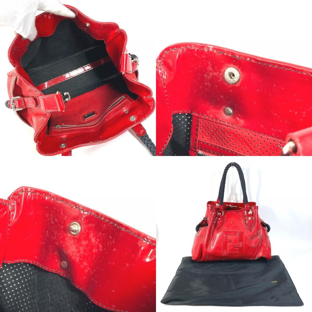 Fendi Shoulder Bag FF Logo Etnico Perforated Enamel — view 9