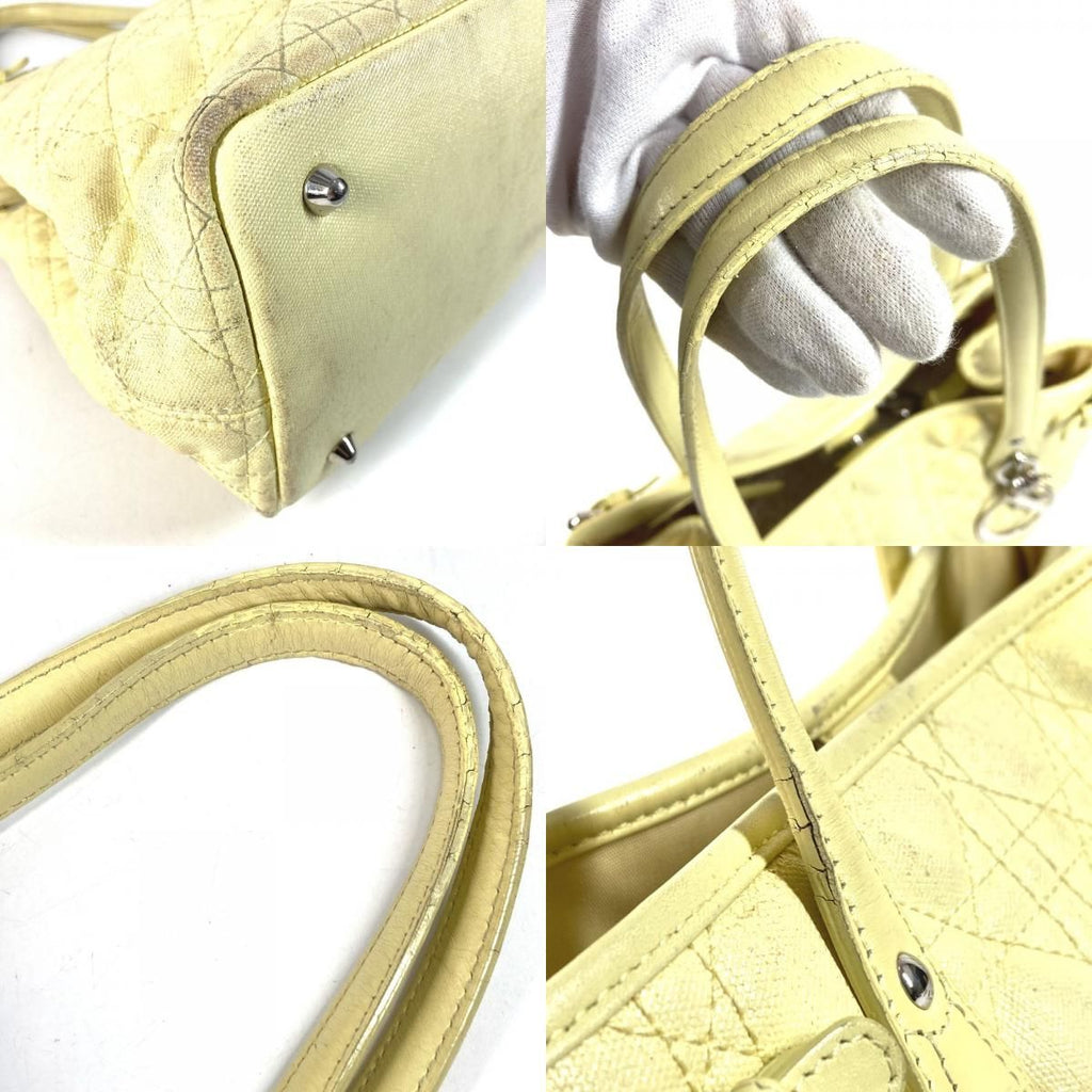 Dior Shoulder Bag Cannage Quilted Logo Leather Yellow — view 7