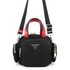 Prada Multi Pocket Nylon Leather 2-Way Shoulder Bag Black