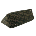 Fendi Vintage Zucca FF Pattern Canvas Leather Tote Brown Black — view 7