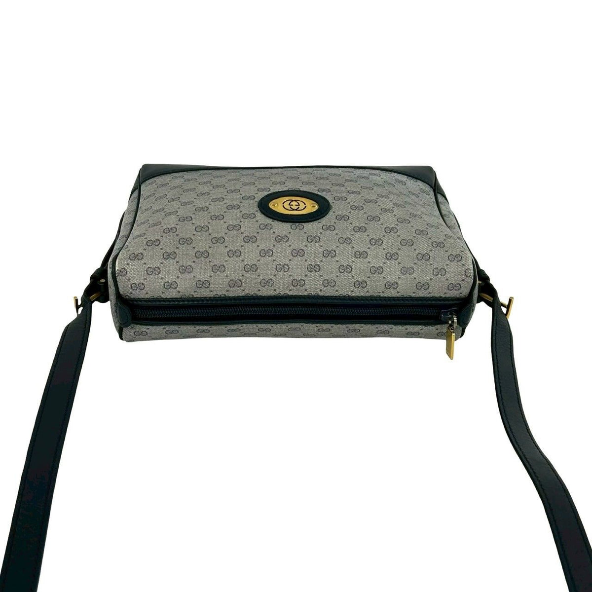 Gucci Vintage Micro GG Logo Leather Shoulder Bag Pochette Navy — view 4