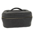 Chanel CC Logo Vanity Bag Caviar Leather Black