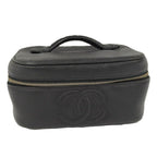 Chanel CC Logo Vanity Bag Caviar Leather Black