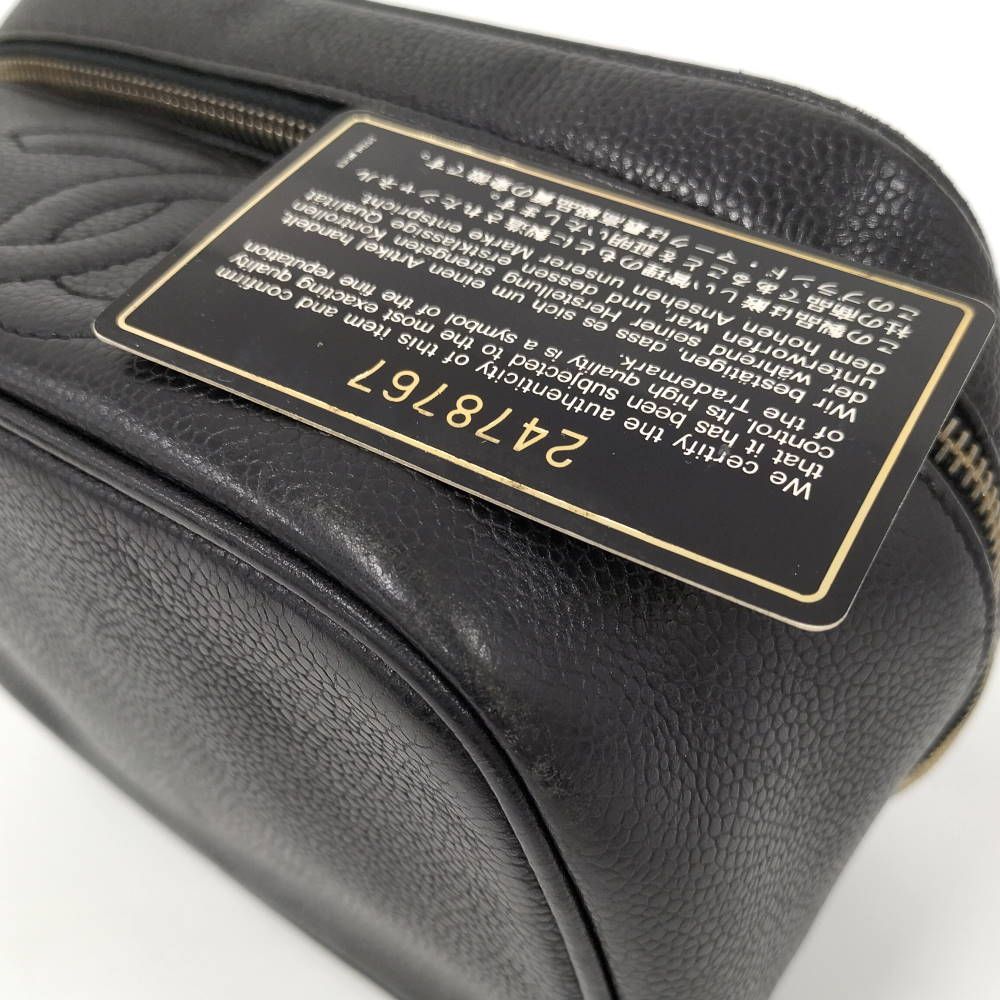 Chanel CC Logo Vanity Bag Caviar Leather Black — view 3